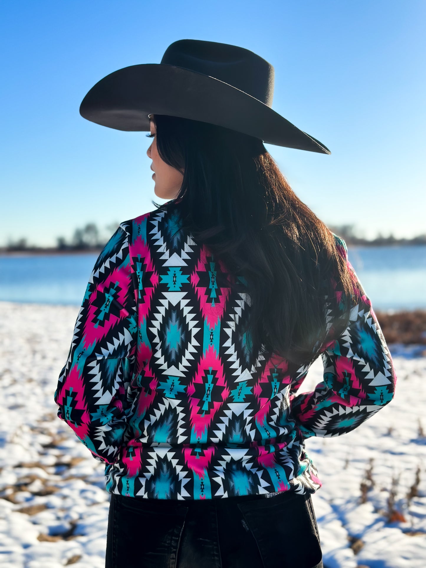 Pink Aztec Pullover Jacket