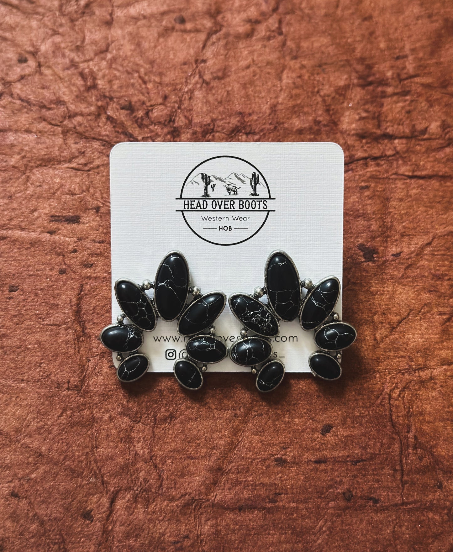 Black Stone Stud Earrings