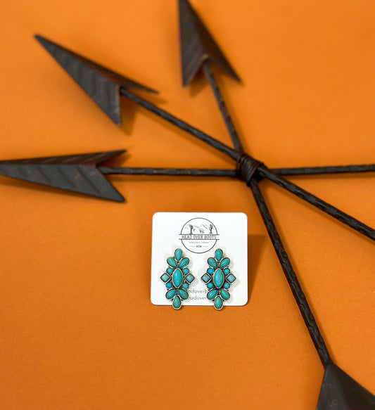 Turquoise Clover Stud Earrings