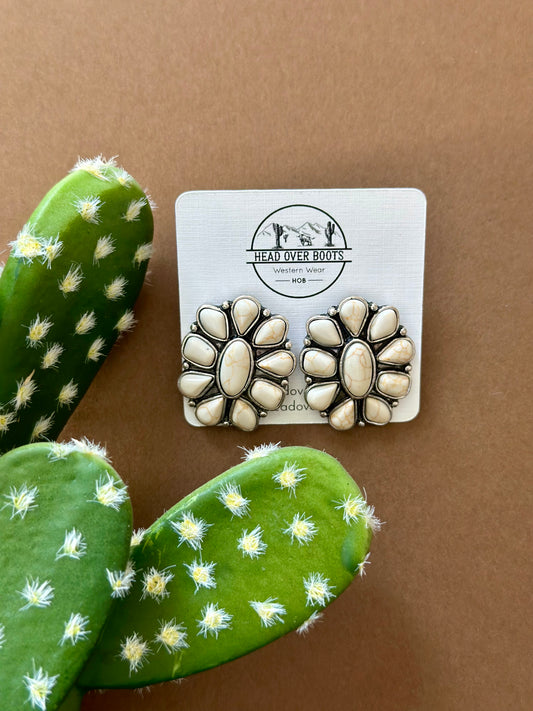 Concho Stone Stud Earrings