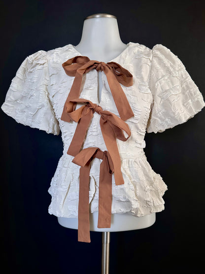 Ribbon Bow Tie Front Shirt